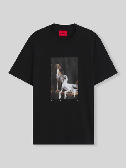 HUGO t-shirt o kroju regular fit z czystej bawełny model 'Daffilo' Czarny 2