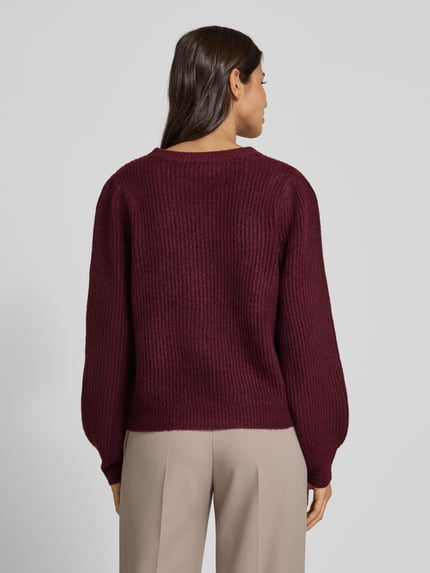 mbyM Sweter z dzianiny krój regular fit z dodatkiem wełny model „Farrell” Lawendowy 5