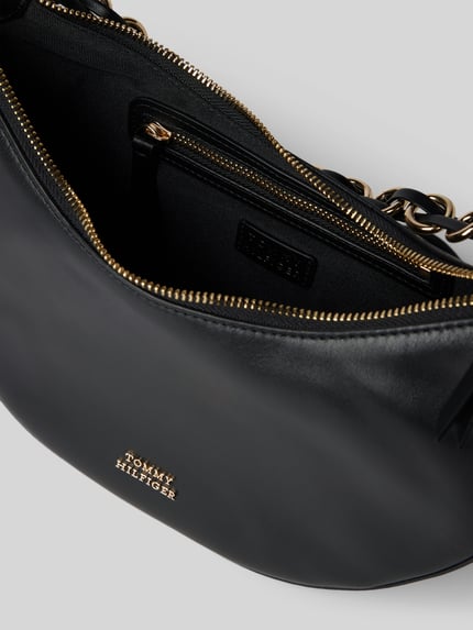 Tommy Hilfiger Torebka ze skóry naturalnej na długim pasku Czarny 5