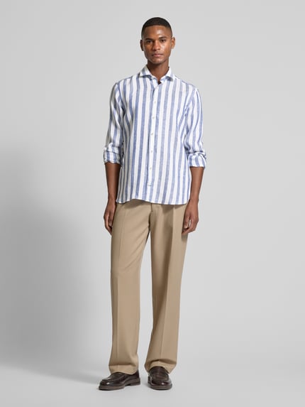 OLYMP SIGNATURE Slim Fit Leinenhemd mit Kentkragen Modell 'Sykia' Royal 1