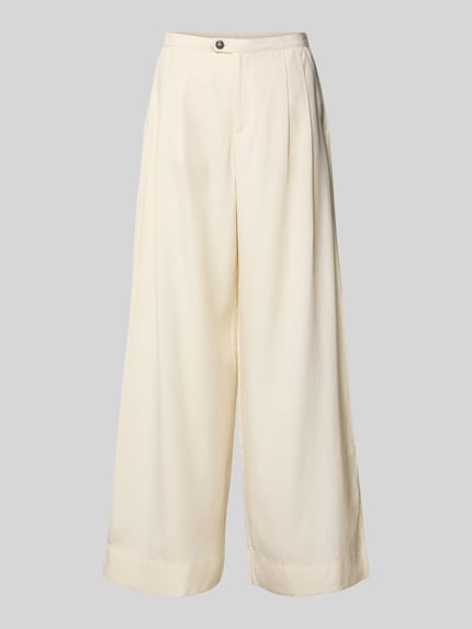 Selected Wide Leg Bundfaltenhose aus Lyocell-Leinen-Mix Modell 'NATUK' Offwhite 2