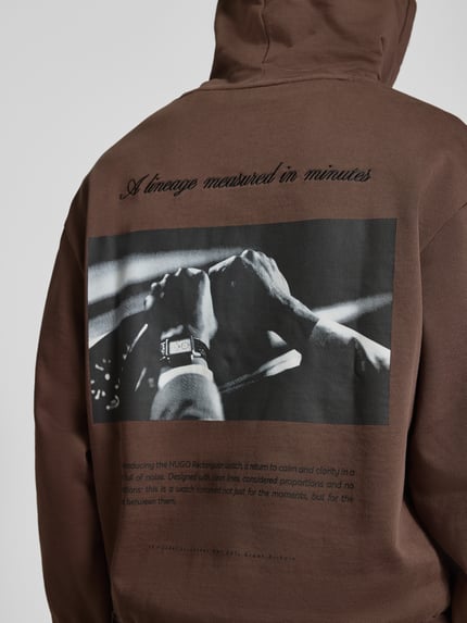 HUGO Oversized Sweatshirt aus reiner Baumwolle Modell 'Devrohood' Schoko 3