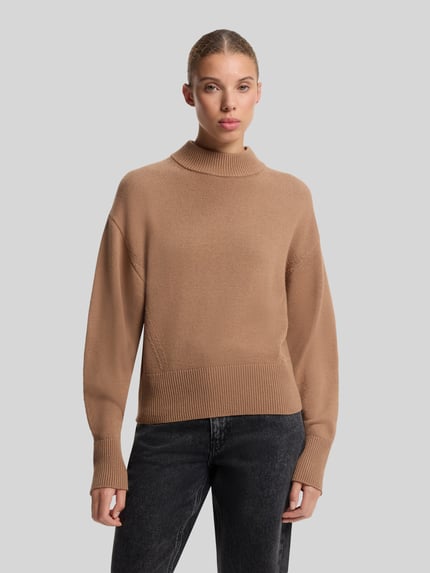 HUGO Loose fit pullover van wolmix model 'Sorellenio' Beige - 4