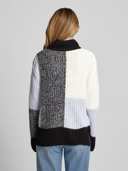 Tom Tailor Loose Fit Strickpullover mit Woll-Anteil und Color-Blocking Hellblau 5