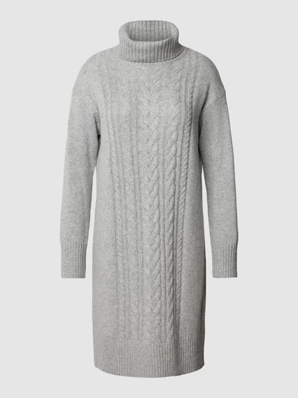 Tom Tailor Knielanges Strickkleid mit Zopfmuster Silber Melange 2