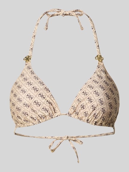 GUESS Bikini-Oberteil mit Allover-Logo-Print Beige 1
