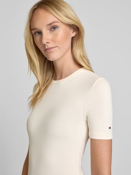 Tommy Hilfiger T-shirt z efektem prążkowania Écru 3