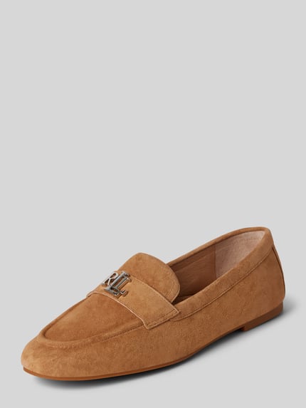 Lauren Ralph Lauren Leren loafers met labelapplicatie model 'AVERI III' Camel - 1