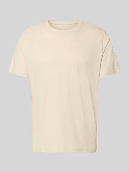 Produktfoto, Regular Fit T-Shirt aus Bio-Baumwoll-Mix Modell 'HASPEN' von SELECTED HOMME, melange optyka, krój regular fit, jasny beż