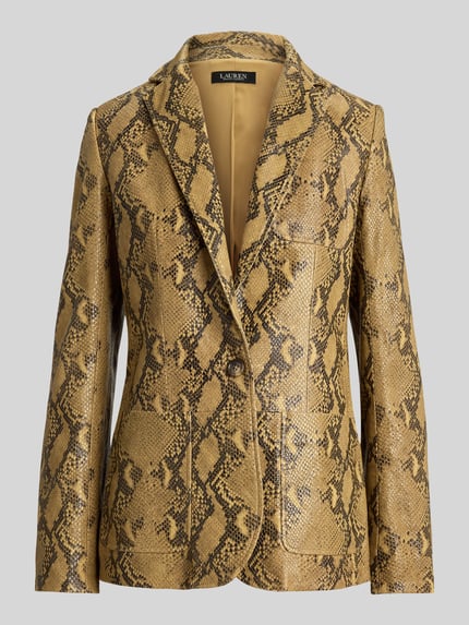 Lauren Ralph Lauren regular fit leren jack van echt lamsleer Camel - 2