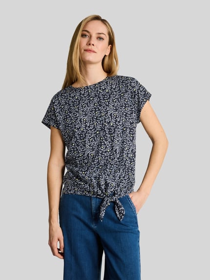 Tom Tailor Regular Fit T-Shirt aus Baumwoll-Mix mit Knotendetail Marine 4