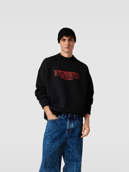 VETEMENTS oversized sweatshirt met labelstitching Zwart - 4