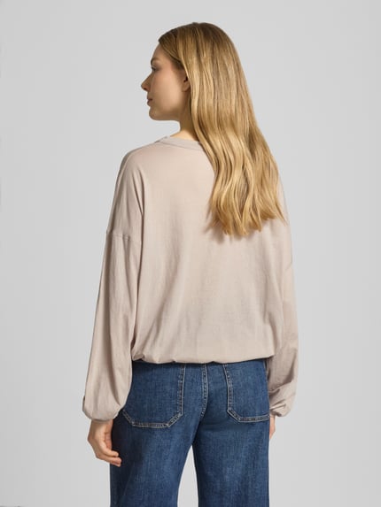 American Vintage Bluzka z długim rękawem o kroju relaxed fit z elastycznymi wykończeniami model 'Laloom Piaskowy 5