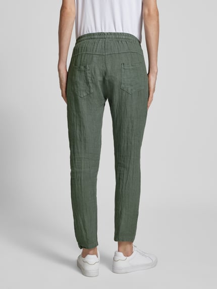 ZABAIONE Leinenhose mit elastischem Bund Khaki 5
