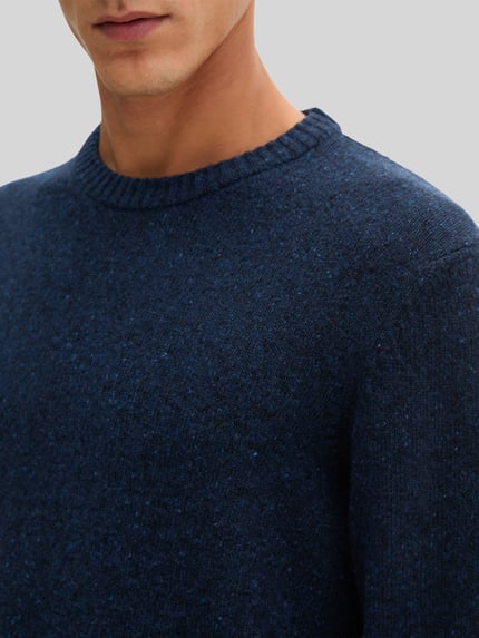 Marc O'Polo Pullover mit Tweedstruktur Dunkelblau 3