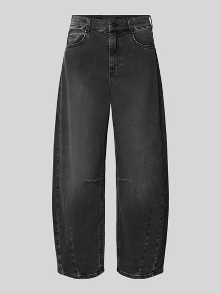 Productfoto, zwarte Regular Fit Barrel Jeans uit mix van katoen en elastaan model 'ELLY' van ANGELS, Dames Barrel Jeans