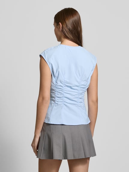 Weekday Blousetop van puur katoen, model 'Alec' Lichtblauw - 5