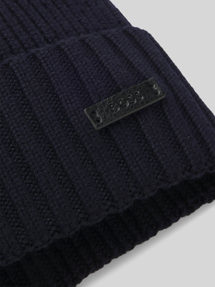 BOSS Mütze aus Wolle mit Logo-Patch Modell 'Fati' Dunkelblau 4