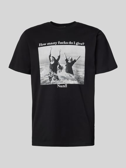 Dedicated T-Shirt mit Statement-Print Modell 'Nun Given Black' Black 2