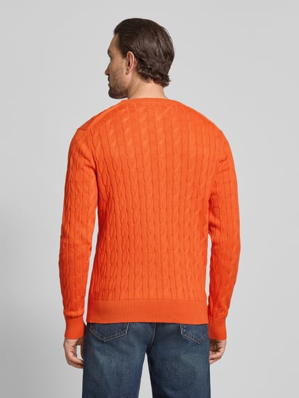 Tommy Hilfiger Sweter z dzianiny o kroju regular fit z czystej bawełny Pomarańczowy 5