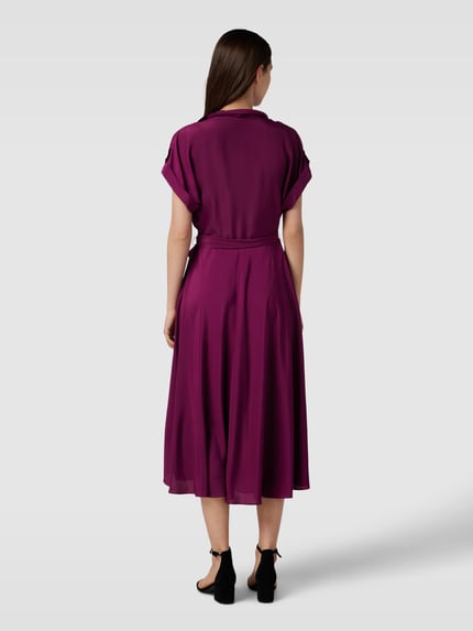 Lauren Ralph Lauren Midi-jurk met strikceintuur, model 'FRATILLIO' Prune - 5
