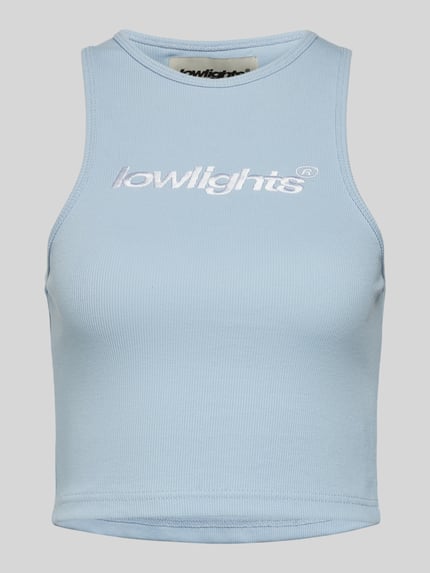 Low Lights Studios Cropped Tanktop mit Label-Stitching Modell 'BASIC' Hellblau 2