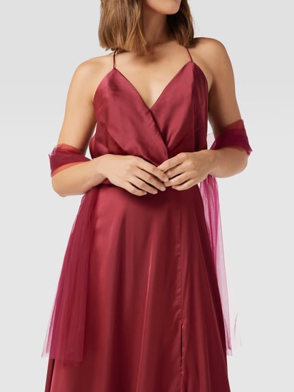 unique Abendkleid mit Spaghettiträgern Dunkelrot 3