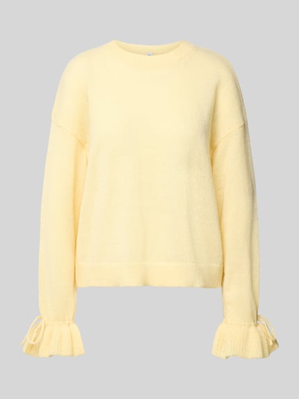 PIECES Pullover mit gerafften Ärmeln Hellgelb 2