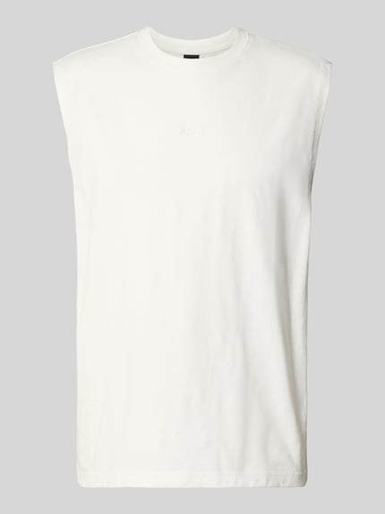 Produktfoto, Relaxed Fit T-Shirt aus Baumwoll-Mix Modell 'TE_SURF' von BOSS Orange, Optik: Unifarben, Label-Applikation, Slub Jersey, weiß, glatte Textur