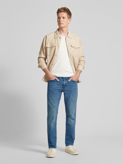 BOSS Orange Jeansy w kroju slim fit w stylu 5-kieszeniowym model 'Delaware' Jeansowy niebieski 1
