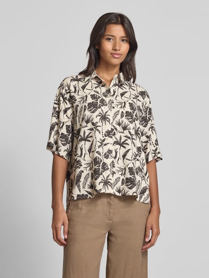 Jake*s Collection Relaxed Fit Bluse mit 1/2-Arm Beige 4