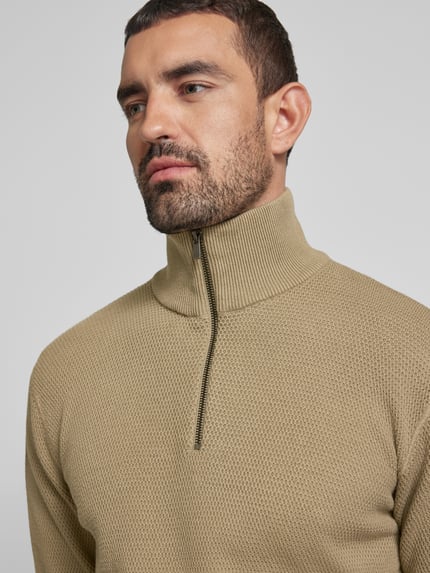JACK & JONES Premium Troyer aus reiner Baumwolle Modell 'BLUCHRISTER' Schilf 3