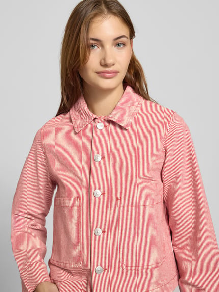 PIECES Kurtka jeansowa o kroju regular fit z mieszanki bawełny model ‘BILLO’ Bordowy 3