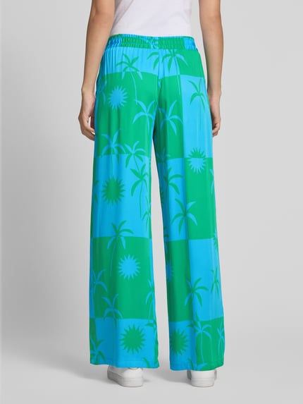Milano Italy Straight leg stoffen broek met elastische band Bleu - 5