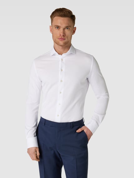 Profuomo Freizeithemd in unifarbenem Design Weiss 4