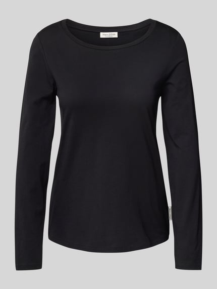 Marc O'Polo Shirt met lange mouwen van katoen met logodetail Zwart - 2