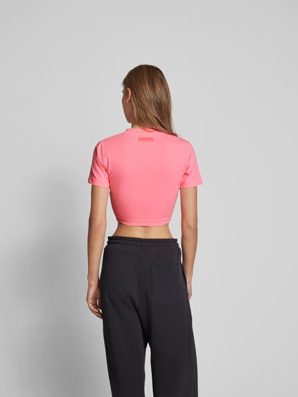 VETEMENTS Kort t-shirt met labelprint Felroze - 5