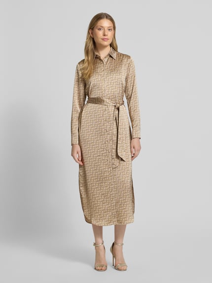 Lauren Ralph Lauren Hemdblusenkleid mit Bindegürtel Modell 'KAYIN' Beige Melange 4