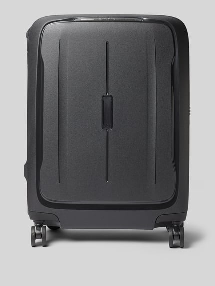 Produktfoto, Koffer mit Strukturmuster Modell 'Spinner' von Samsonite in Schwarz, Hardshell mit Reißverschluss, robuste Oberfläche, Größe 41x53x18 cm