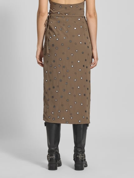 Weekday Wickelrock mit Stitchings Modell 'Salem' Mittelbraun 5