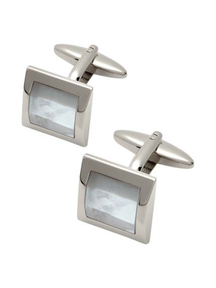 Lindenmann Manchetknopen met rand in parelmoerlook Beige - 1