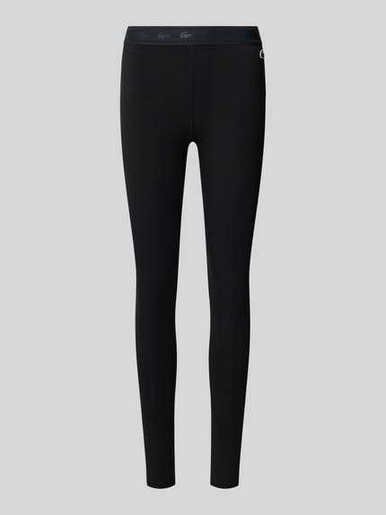 Lacoste Sport legginsy sportowe o kroju slim fit z nadrukiem z logo Czarny 1