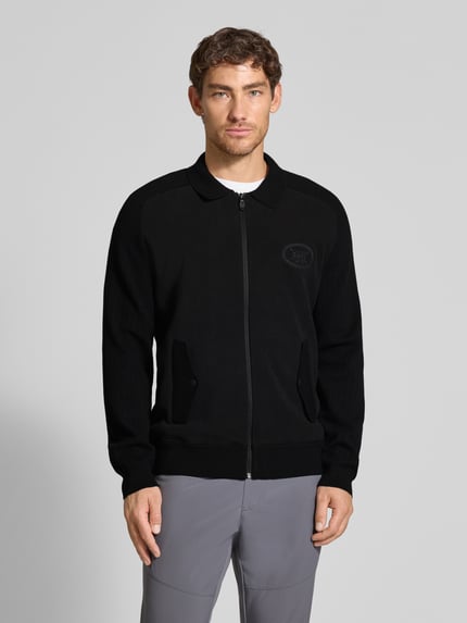 BOSS Green Relaxed fit gebreid jack van viscosemix, model 'HOLE' Zwart - 4