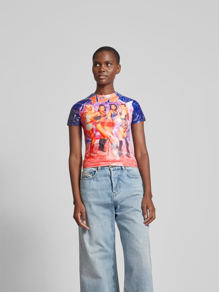 Diesel T-shirt met all-over motief Blauw - 4