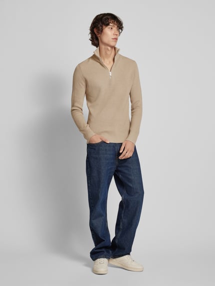 JACK & JONES Gebreide pullover met schipperskraag, model 'PERFECT' Beige - 1