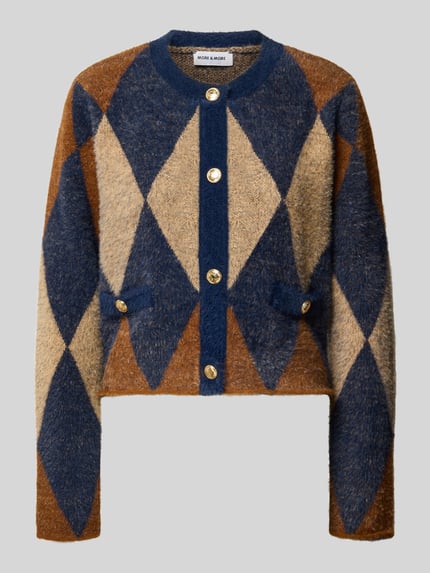 Productfoto, Regular Fit Jacke in Strick-Optik van MORE in tricotlook met ronde hals, knoopsluiting en steekzakken, meerkleurig