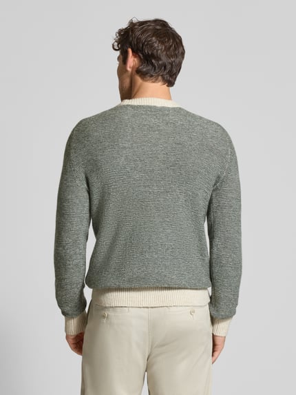 Selected Regular fit gebreide pullover met mix van alpaca en wol, model 'RAI' Donkergroen - 5