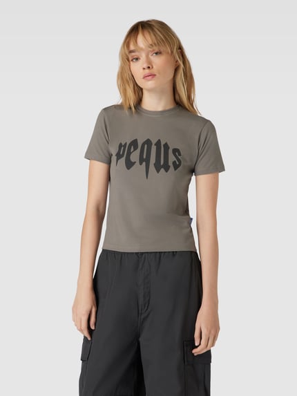 PEQUS T-shirt z nadrukiem z logo Grafitowy 4