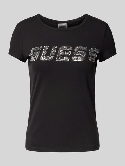 GUESS Activewear T-shirt met labeldetail, model 'KIARA' Zwart - 2