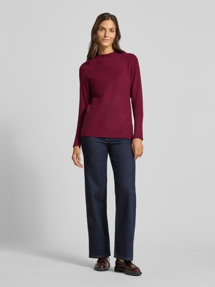 Soyaconcept Strickpullover mit gerippten Abschlüssen Modell 'KANITA' Bordeaux Melange 1